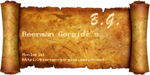 Beerman Gorgiás névjegykártya